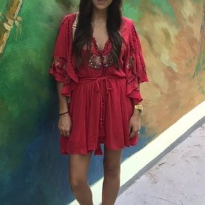 Free People Red Flouce Dress